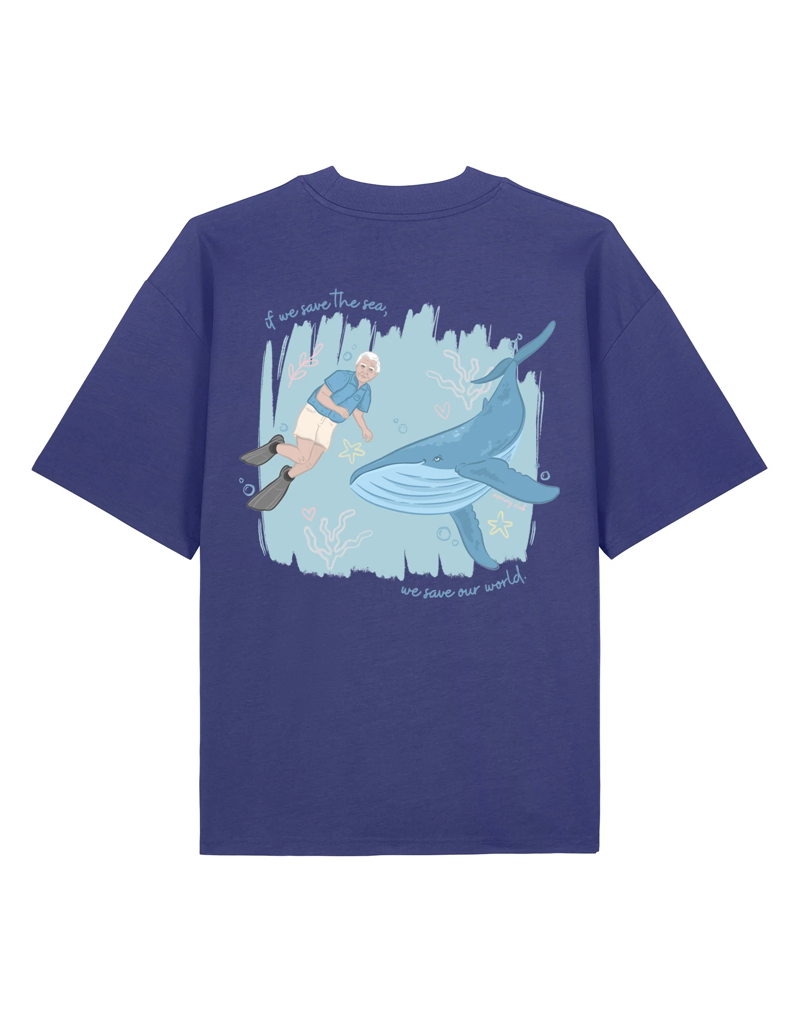 Save The Sea Printed Oversized Organic Cotton Tee - Image 4
