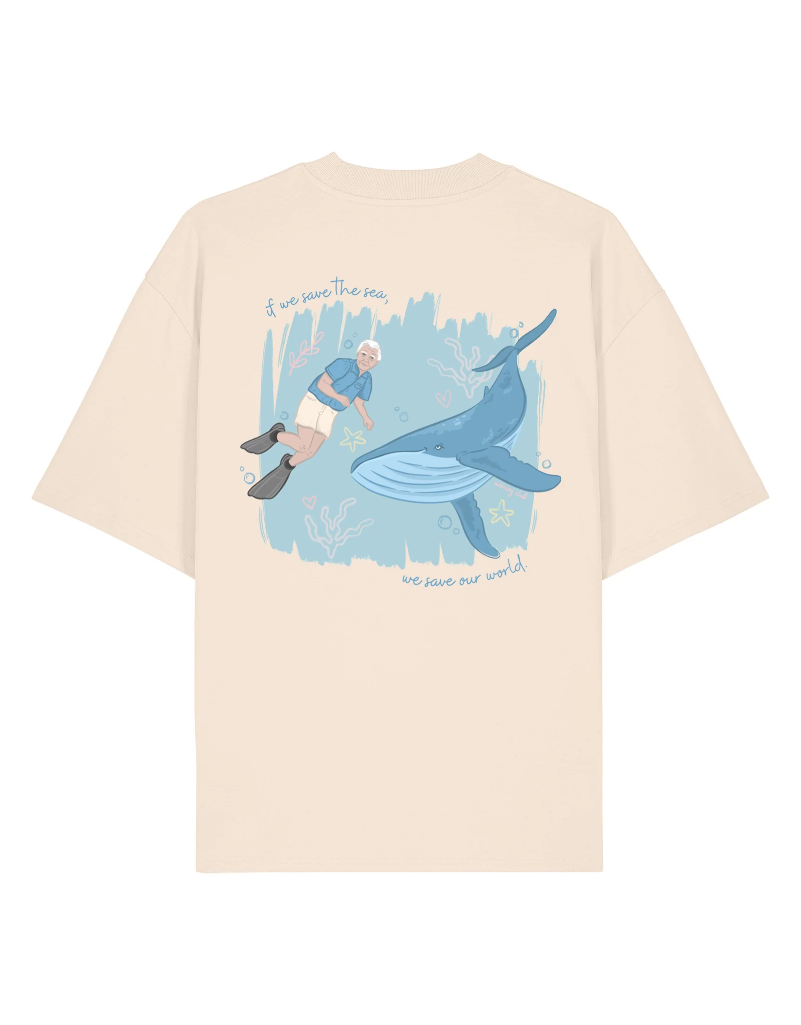 Save The Sea Printed Oversized Organic Cotton Tee - Image 6