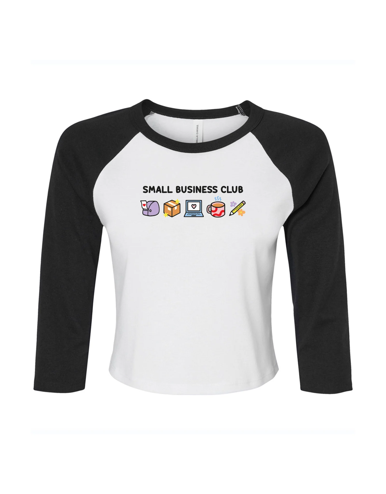 Small Business Club Embroidered Micro Rib 3/4 Sleeve Tee - Image 3
