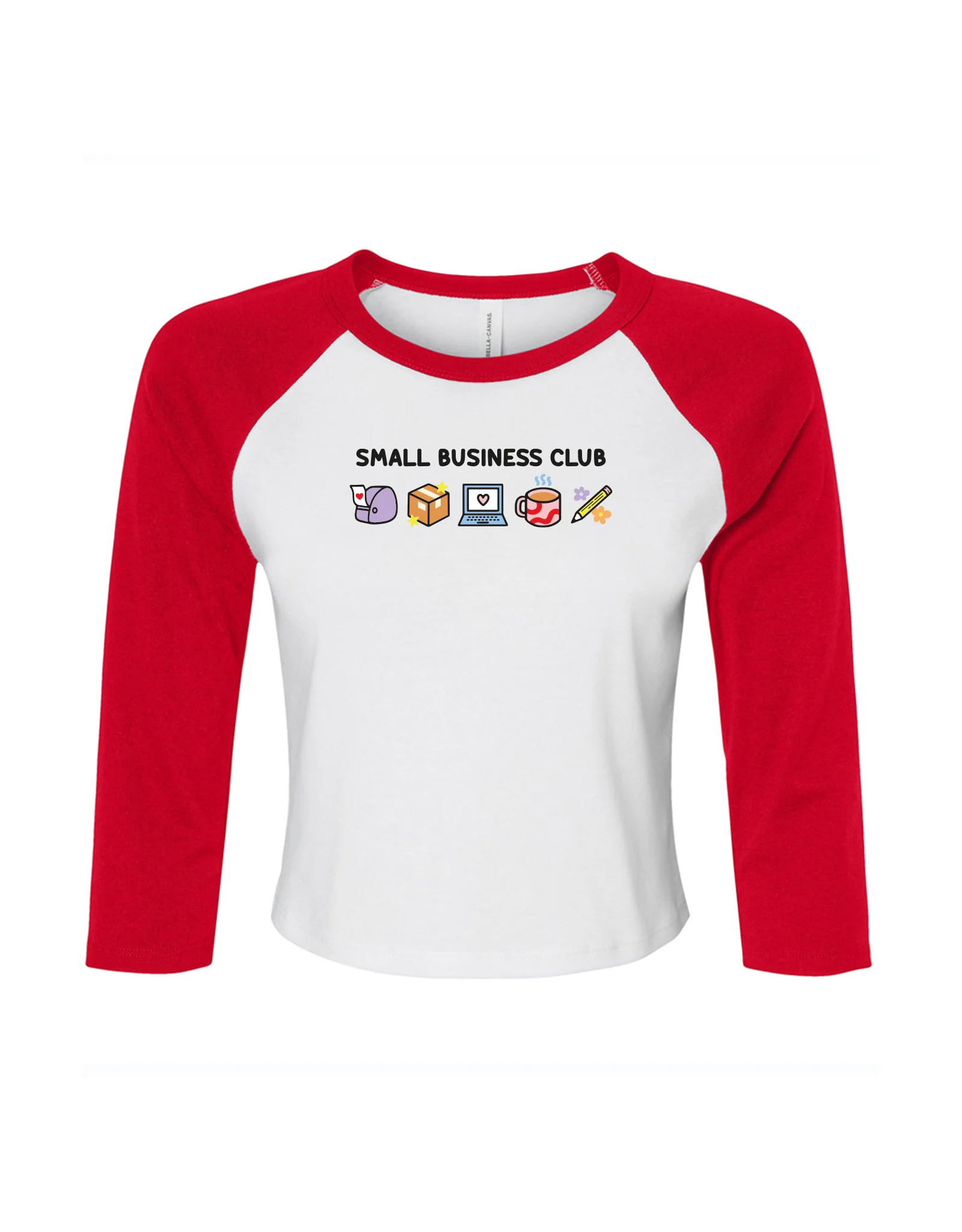 Small Business Club Embroidered Micro Rib 3/4 Sleeve Tee - Image 4