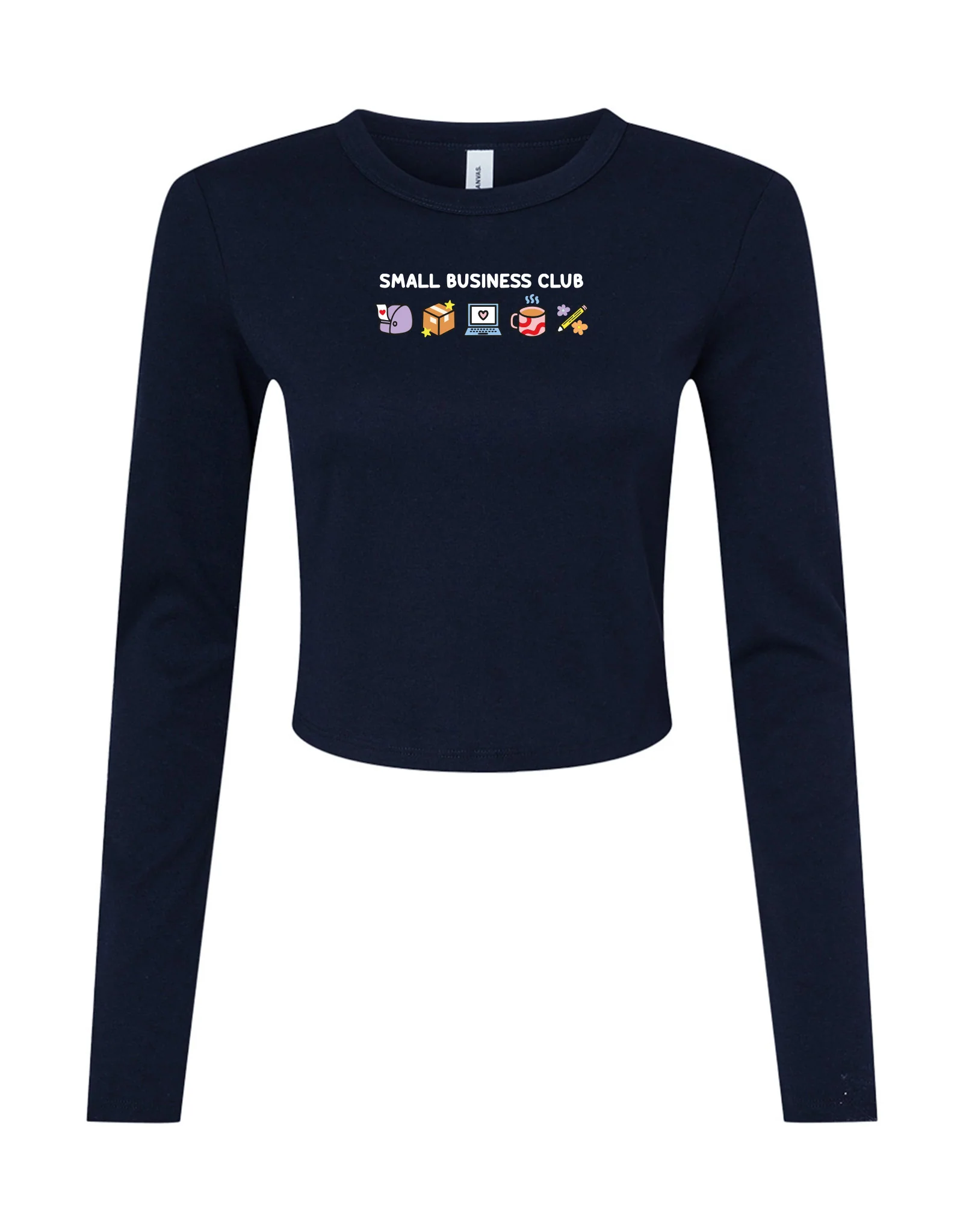 Small Business Club Embroidered Micro Rib Long Sleeved Tee - Image 3