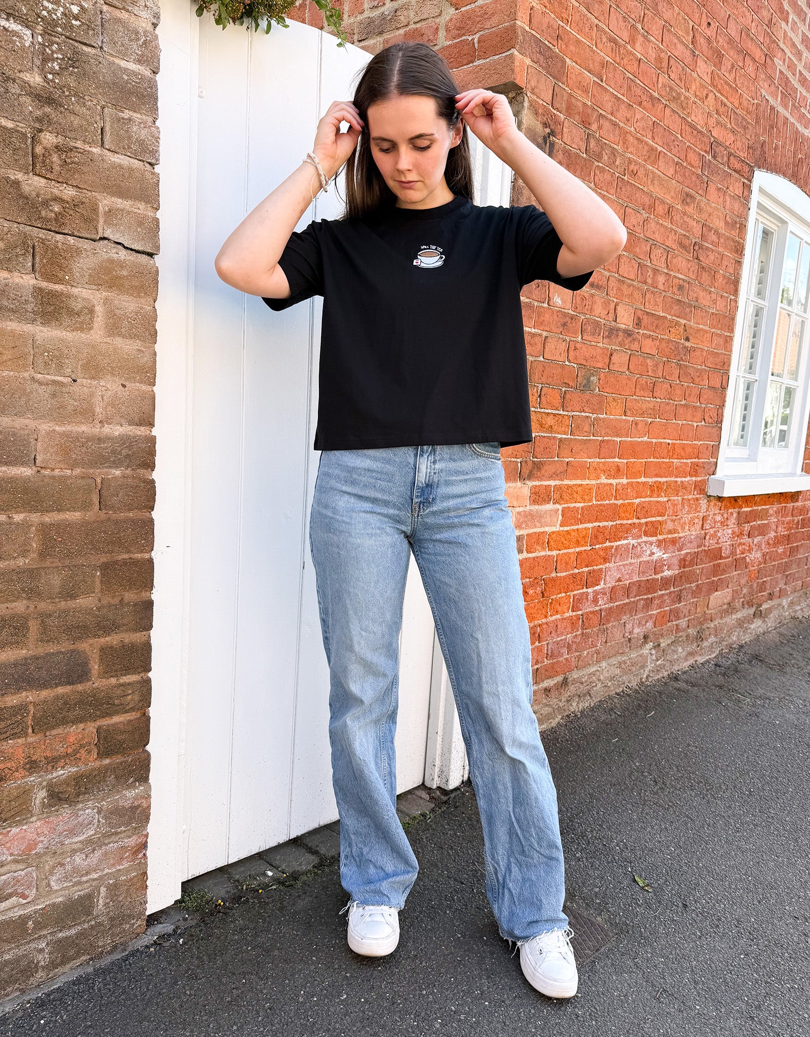 Spill The Tea Embroidered Boxy Organic Cotton Tee - Image 5