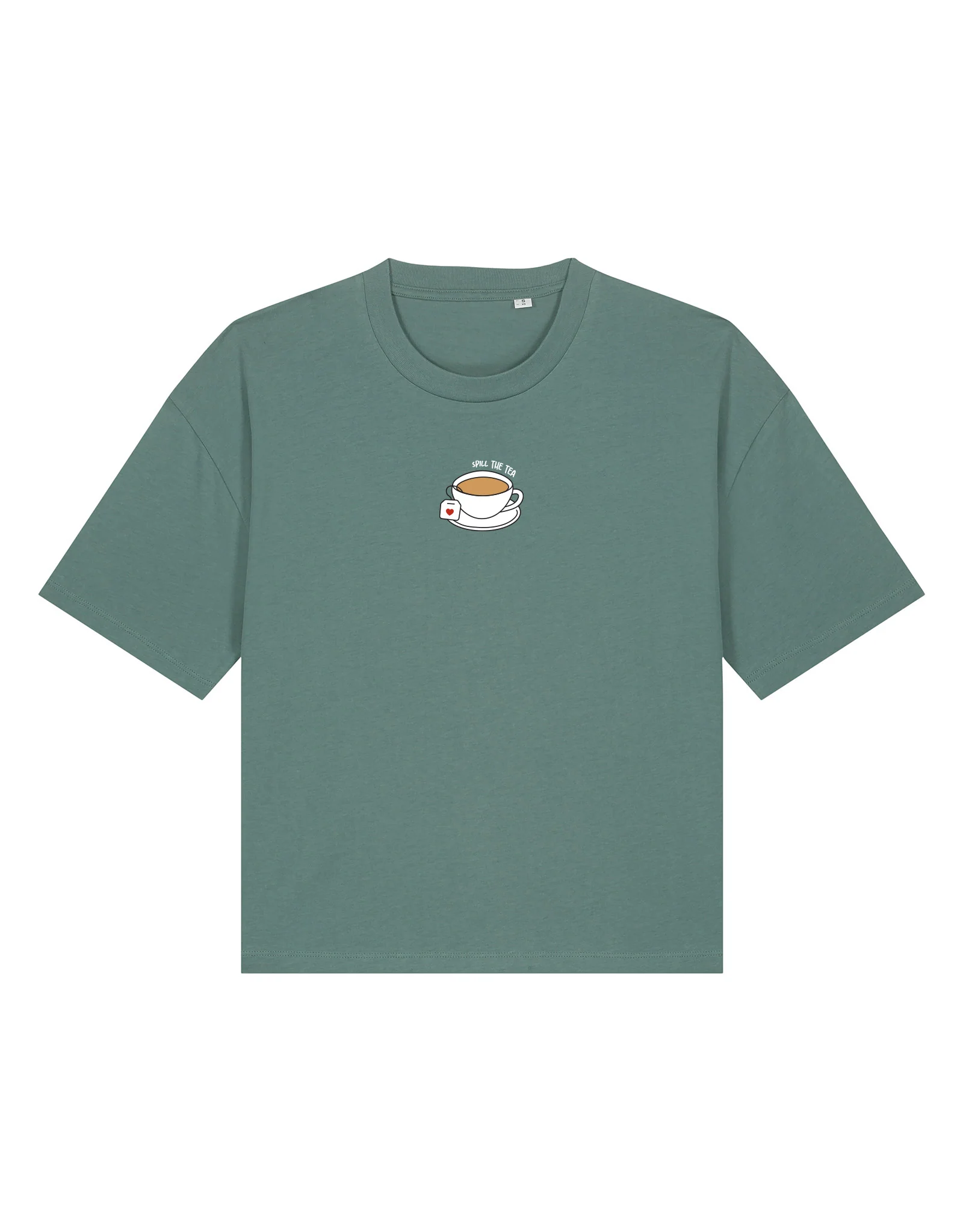 Spill The Tea Embroidered Boxy Organic Cotton Tee - Image 8