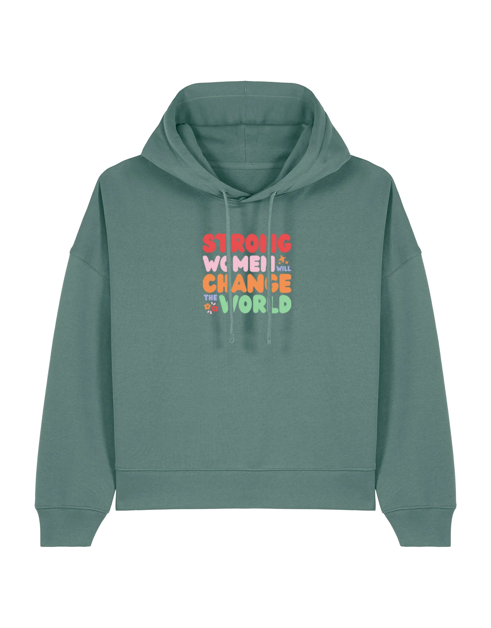Strong Women Embroidered Boxy Organic Cotton Hoodie - Image 4