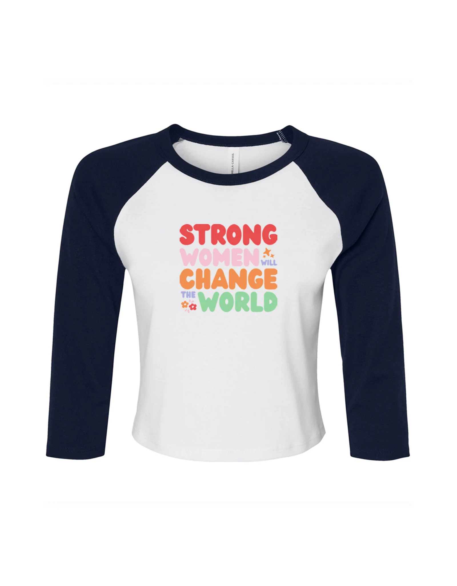 Strong Women Embroidered Micro Rib 3/4 Sleeve Tee - Image 4