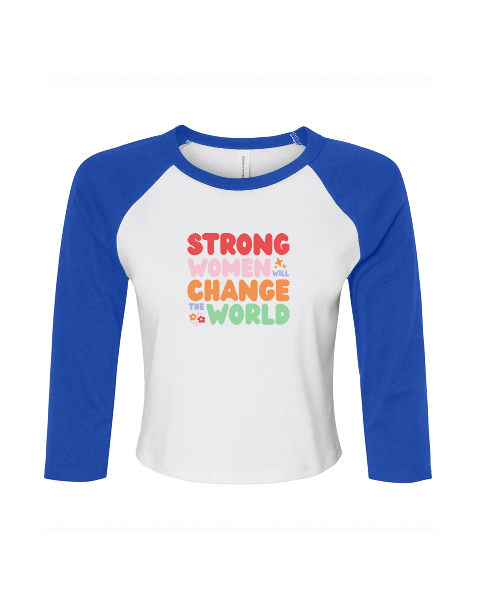 Strong Women Embroidered Micro Rib 3/4 Sleeve Tee - Image 5