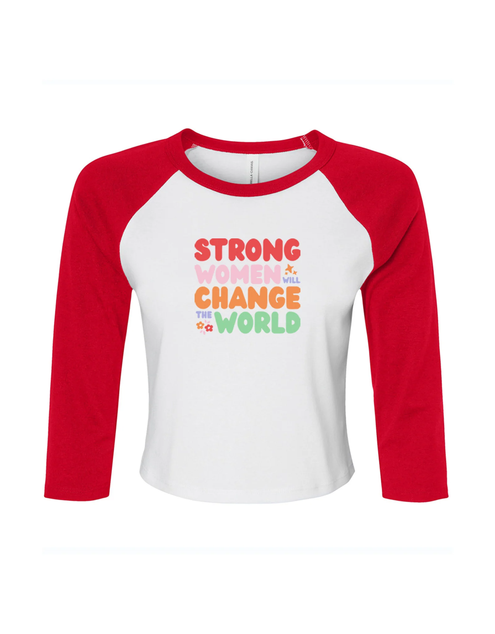 Strong Women Embroidered Micro Rib 3/4 Sleeve Tee - Image 6