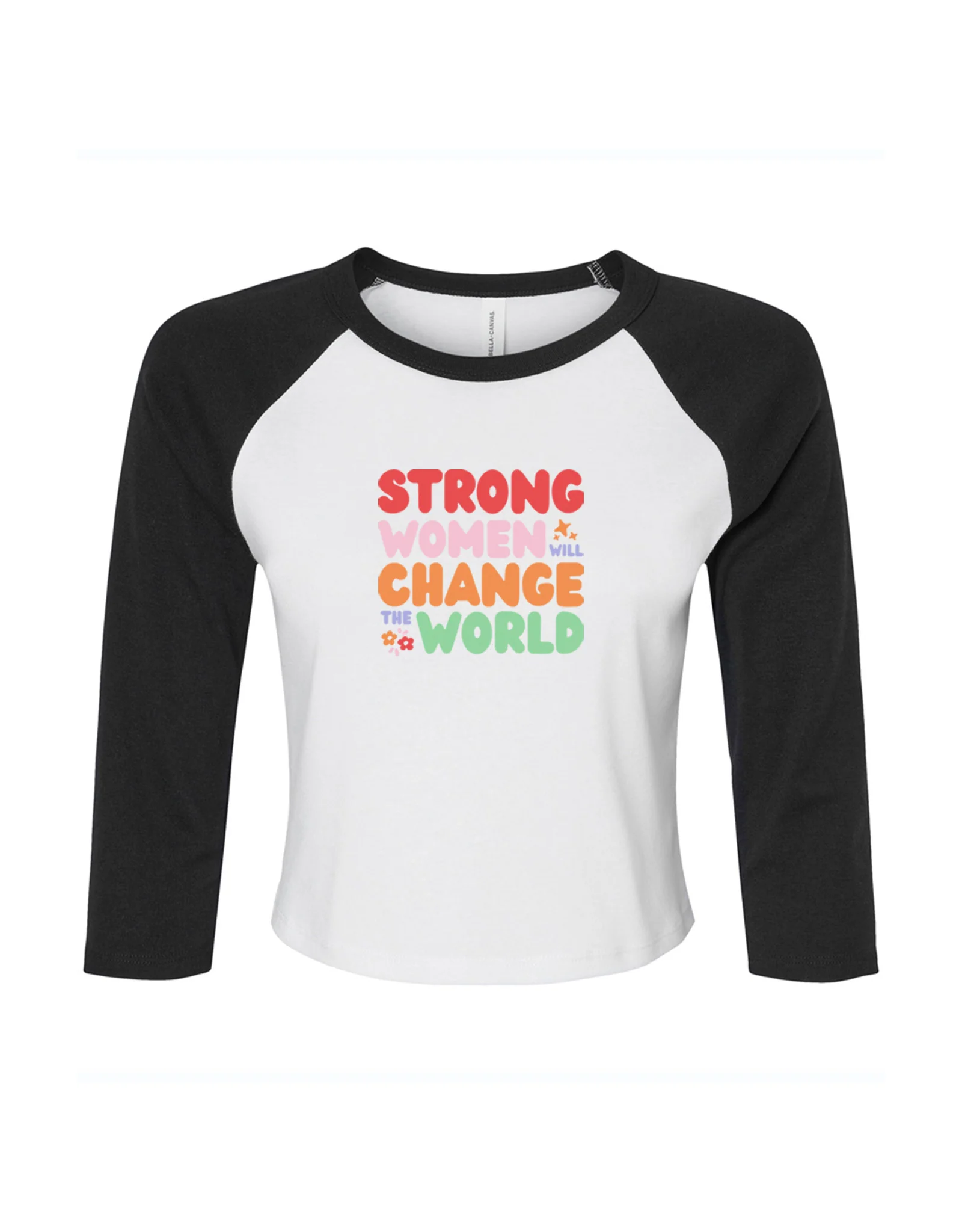 Strong Women Embroidered Micro Rib 3/4 Sleeve Tee - Image 7