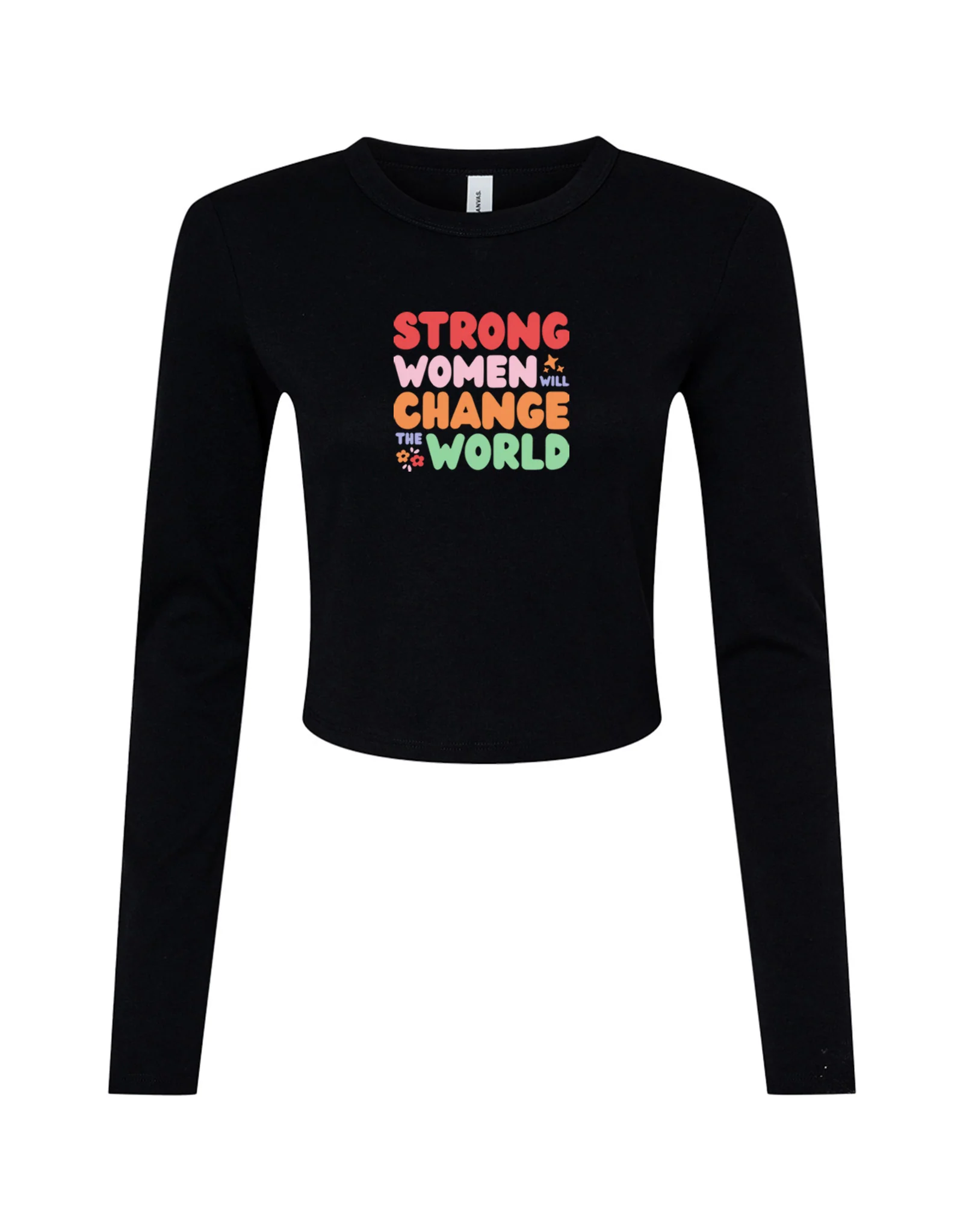Strong Women Embroidered Micro Rib Long Sleeved Tee - Image 3