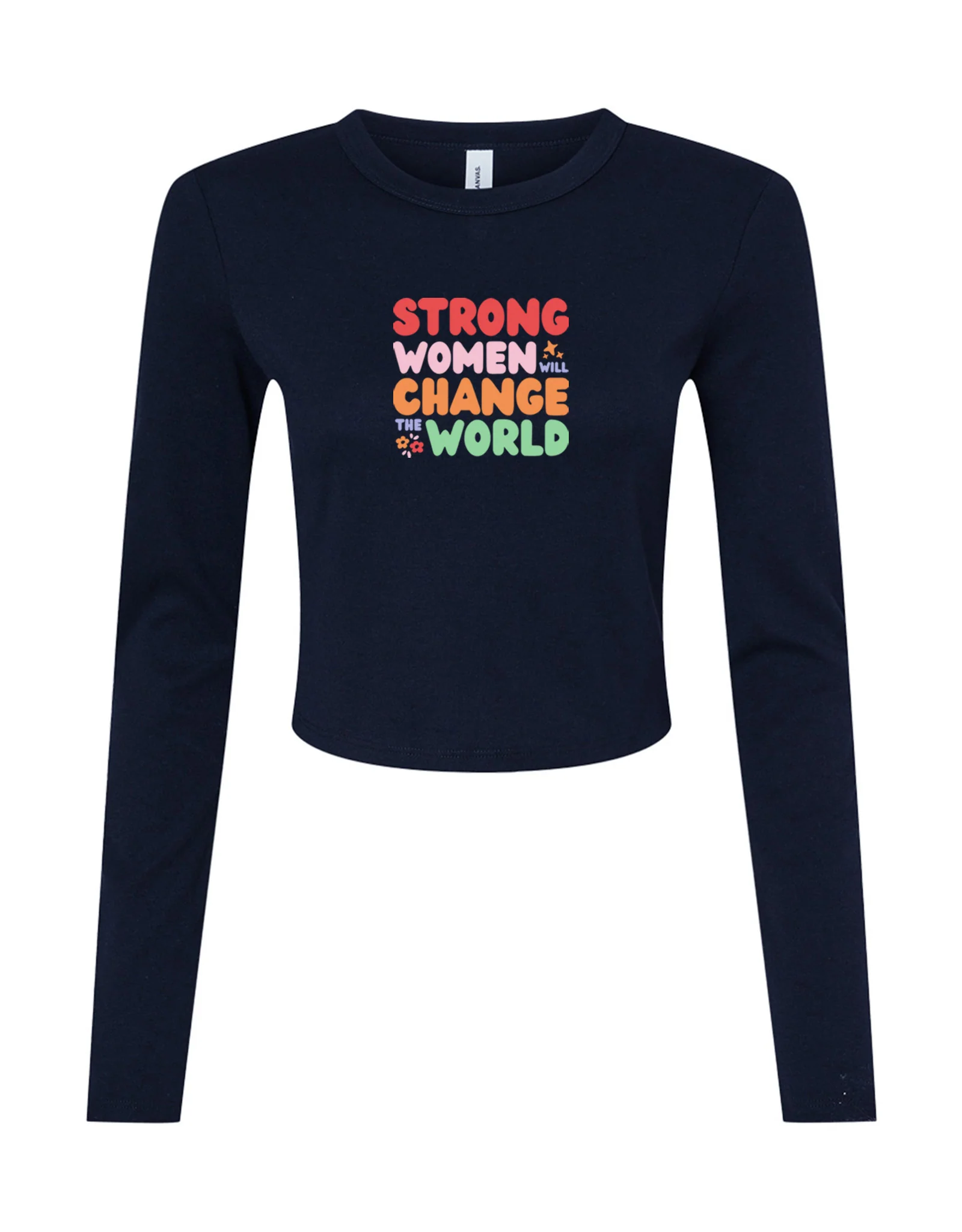 Strong Women Embroidered Micro Rib Long Sleeved Tee - Image 5