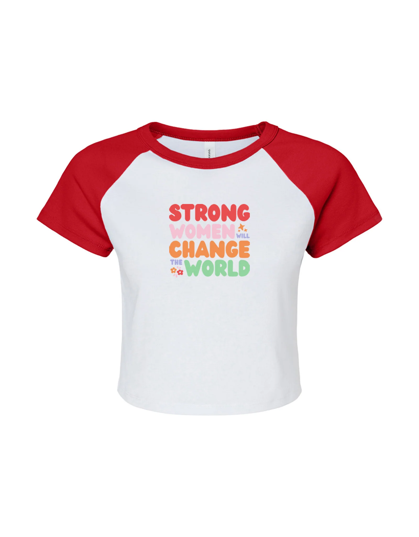 Strong Women Embroidered Micro Rib Raglan Baby Tee - Image 5