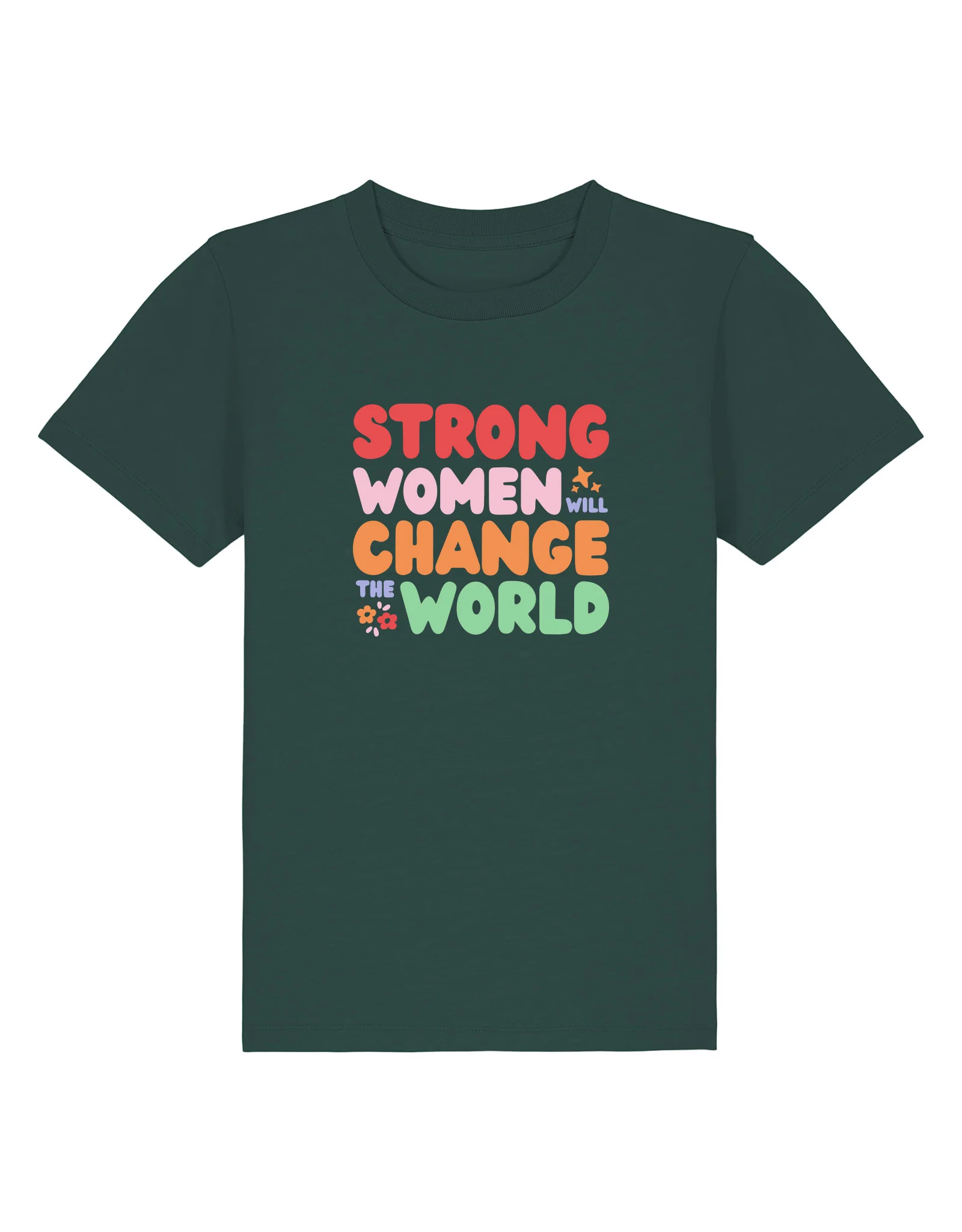 Strong Women Embroidered Organic Cotton Childrens T-Shirt - Image 10