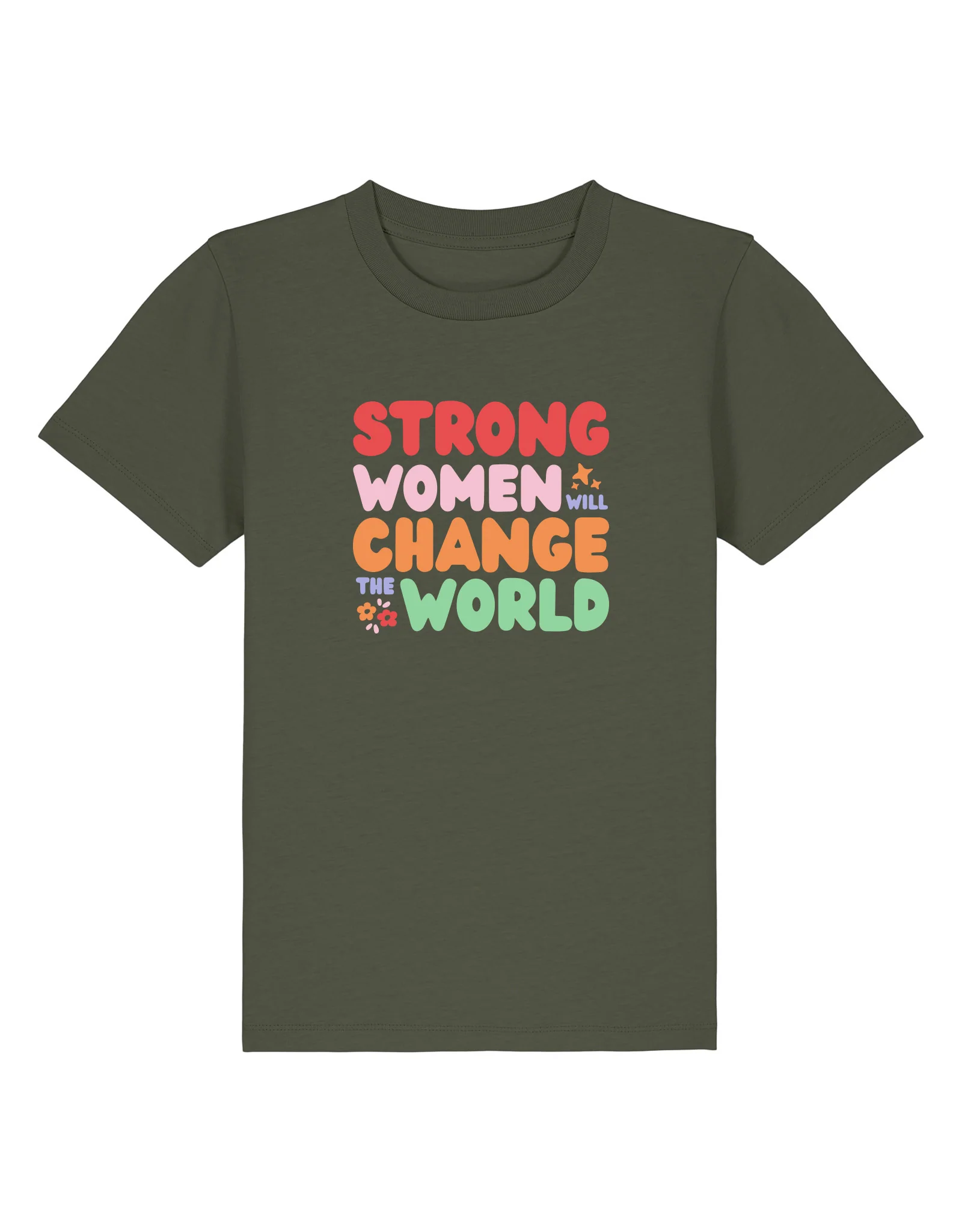 Strong Women Embroidered Organic Cotton Childrens T-Shirt - Image 12