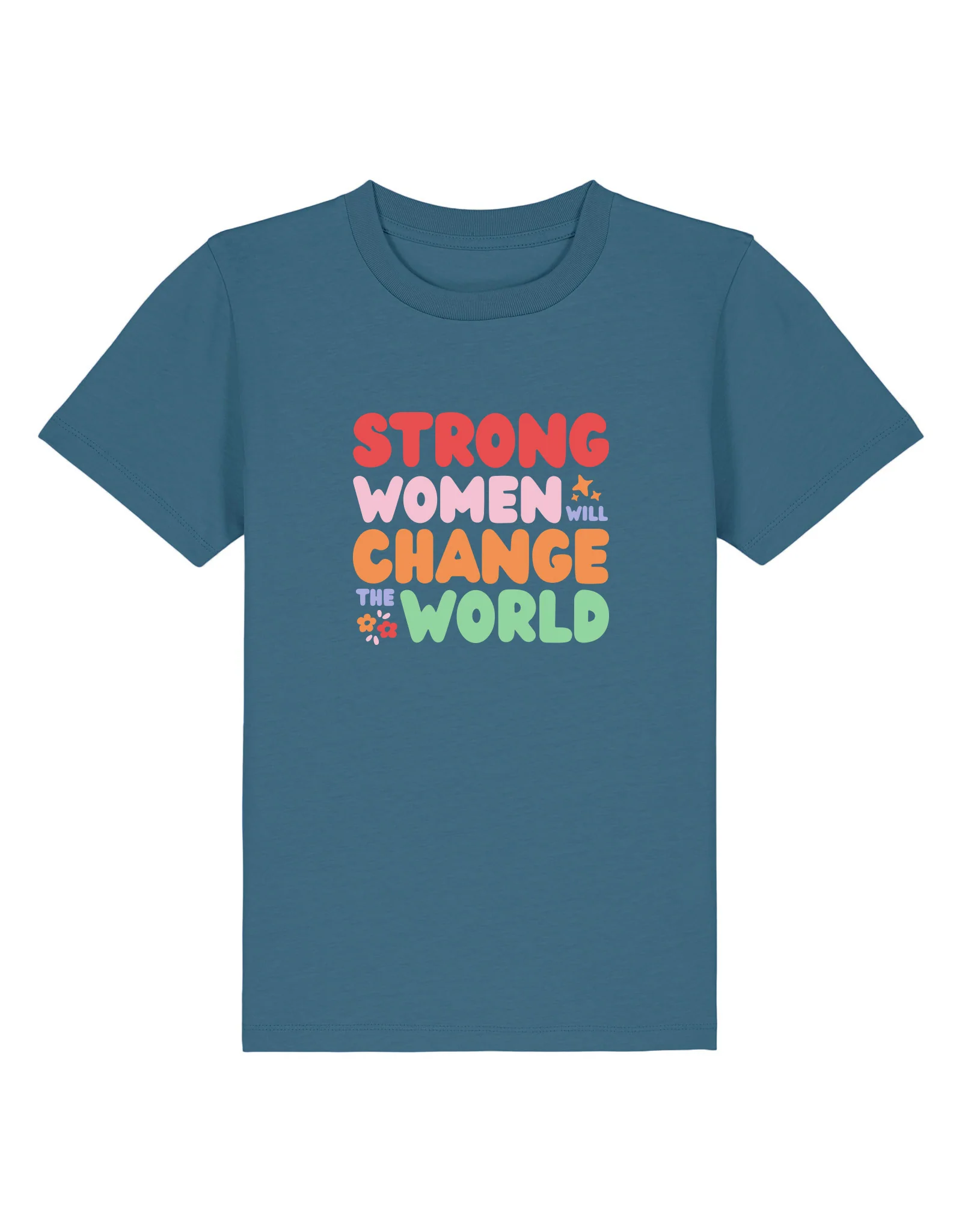 Strong Women Embroidered Organic Cotton Childrens T-Shirt - Image 8
