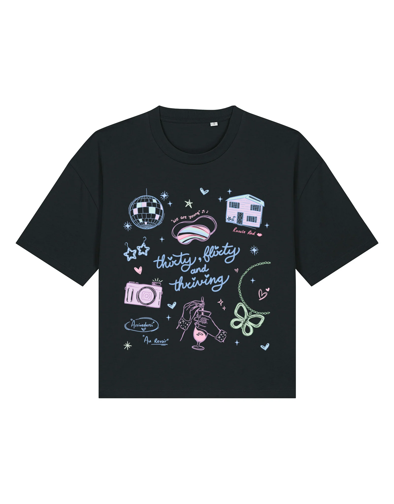 Thirty, Flirty & Thriving Printed Boxy Organic Cotton Tee - Image 4