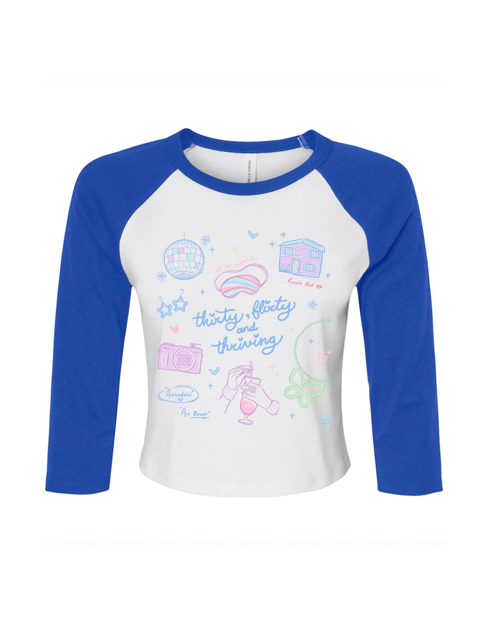 Thirty, Flirty & Thriving Printed Micro Rib 3/4 Sleeve Tee - Image 4