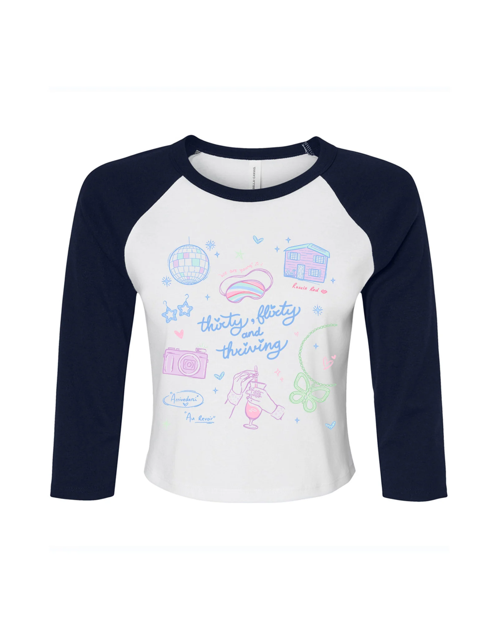Thirty, Flirty & Thriving Printed Micro Rib 3/4 Sleeve Tee - Image 6