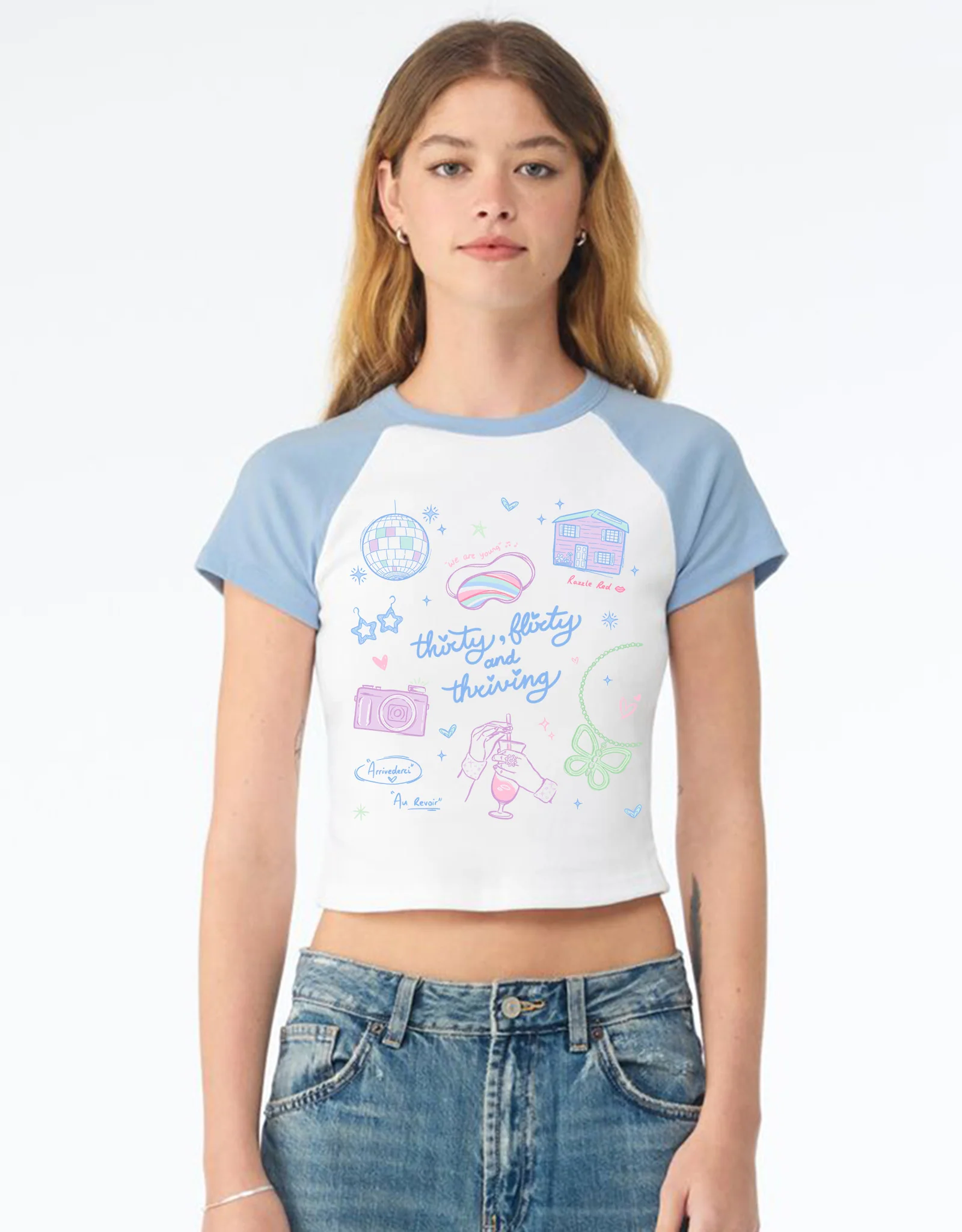 Thirty, Flirty & Thriving Printed Micro Rib Baby Tee - Image 3