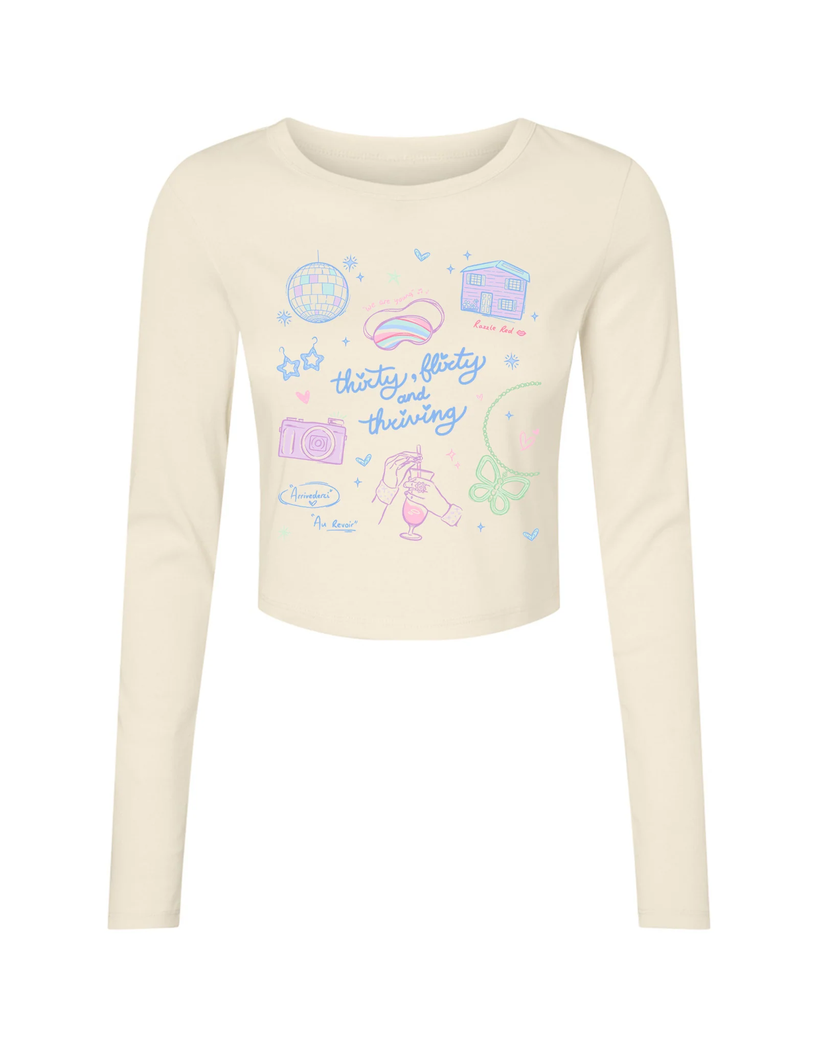 Thirty, Flirty & Thriving Printed Micro Rib Long Sleeved Tee - Image 3