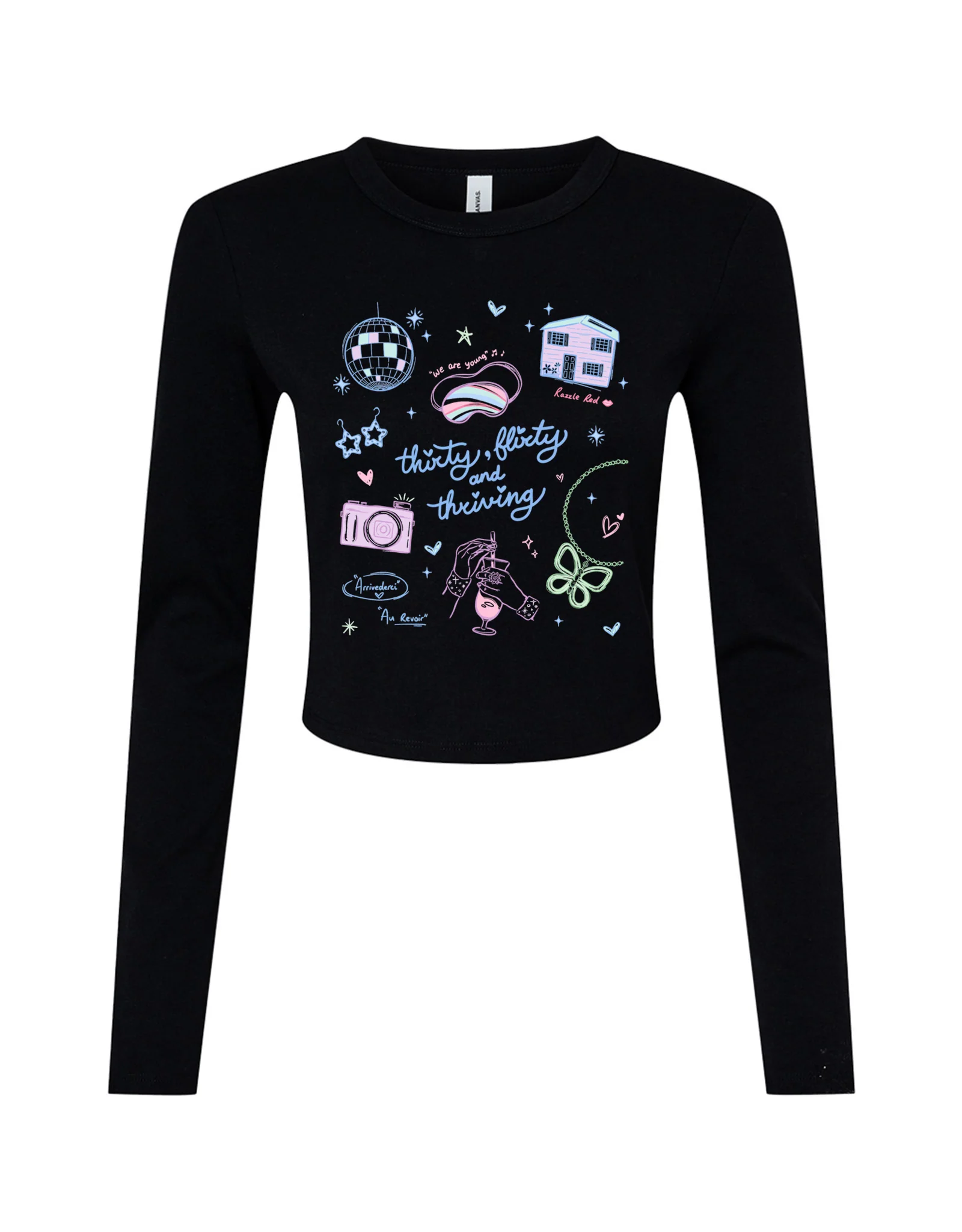 Thirty, Flirty & Thriving Printed Micro Rib Long Sleeved Tee - Image 4