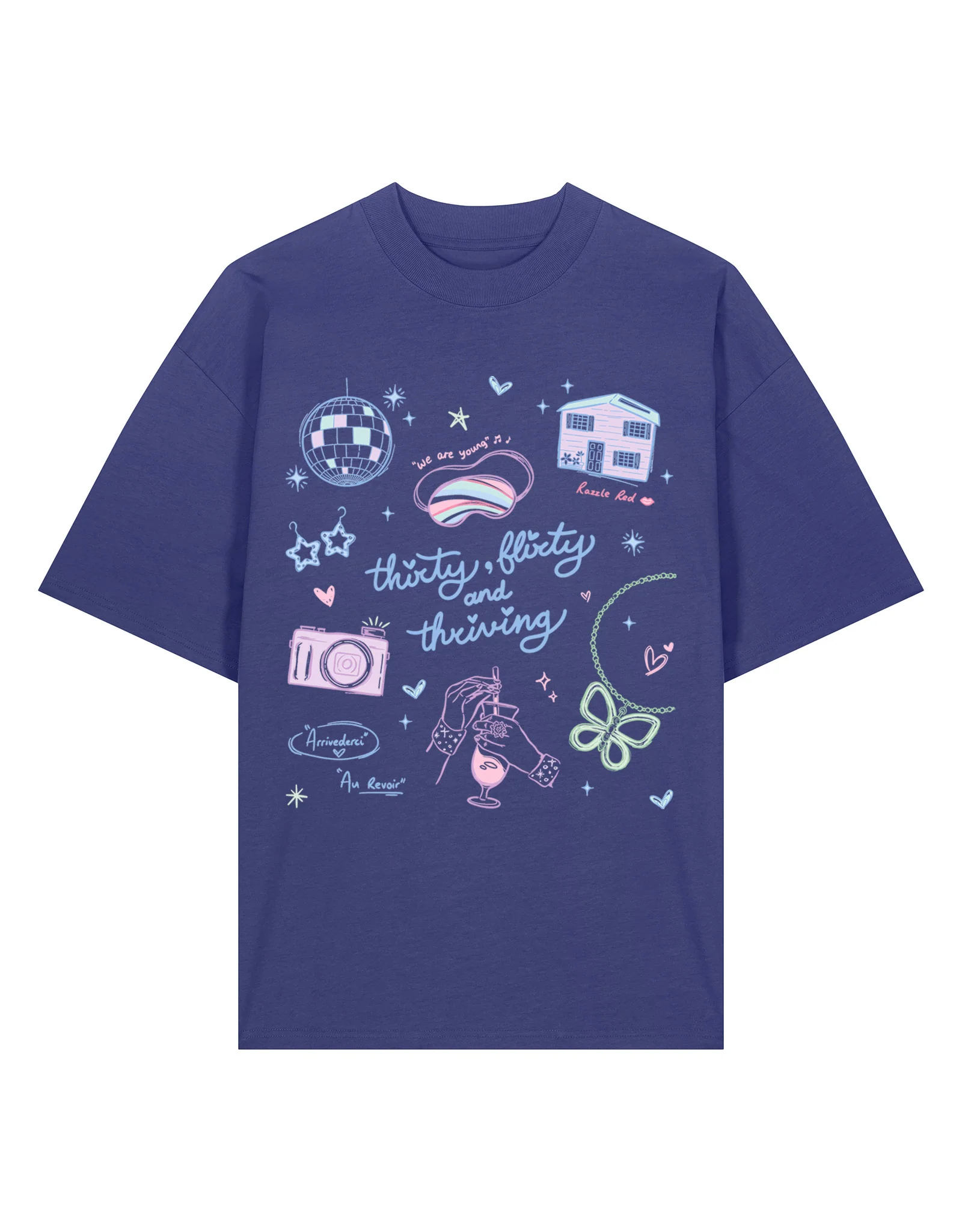 Thirty, Flirty & Thriving Printed Oversized Organic Cotton Tee - Image 4
