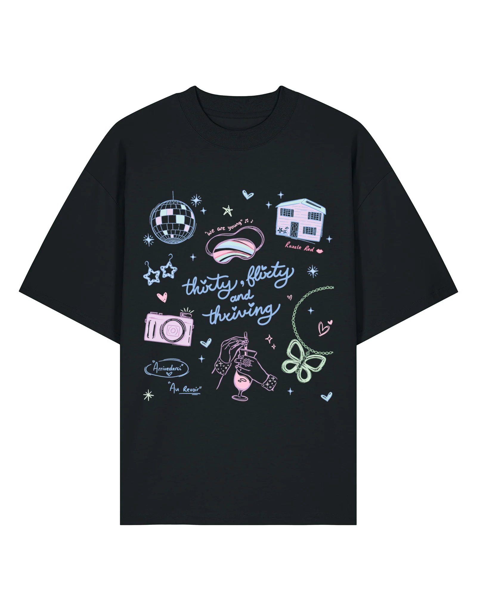 Thirty, Flirty & Thriving Printed Oversized Organic Cotton Tee - Image 5