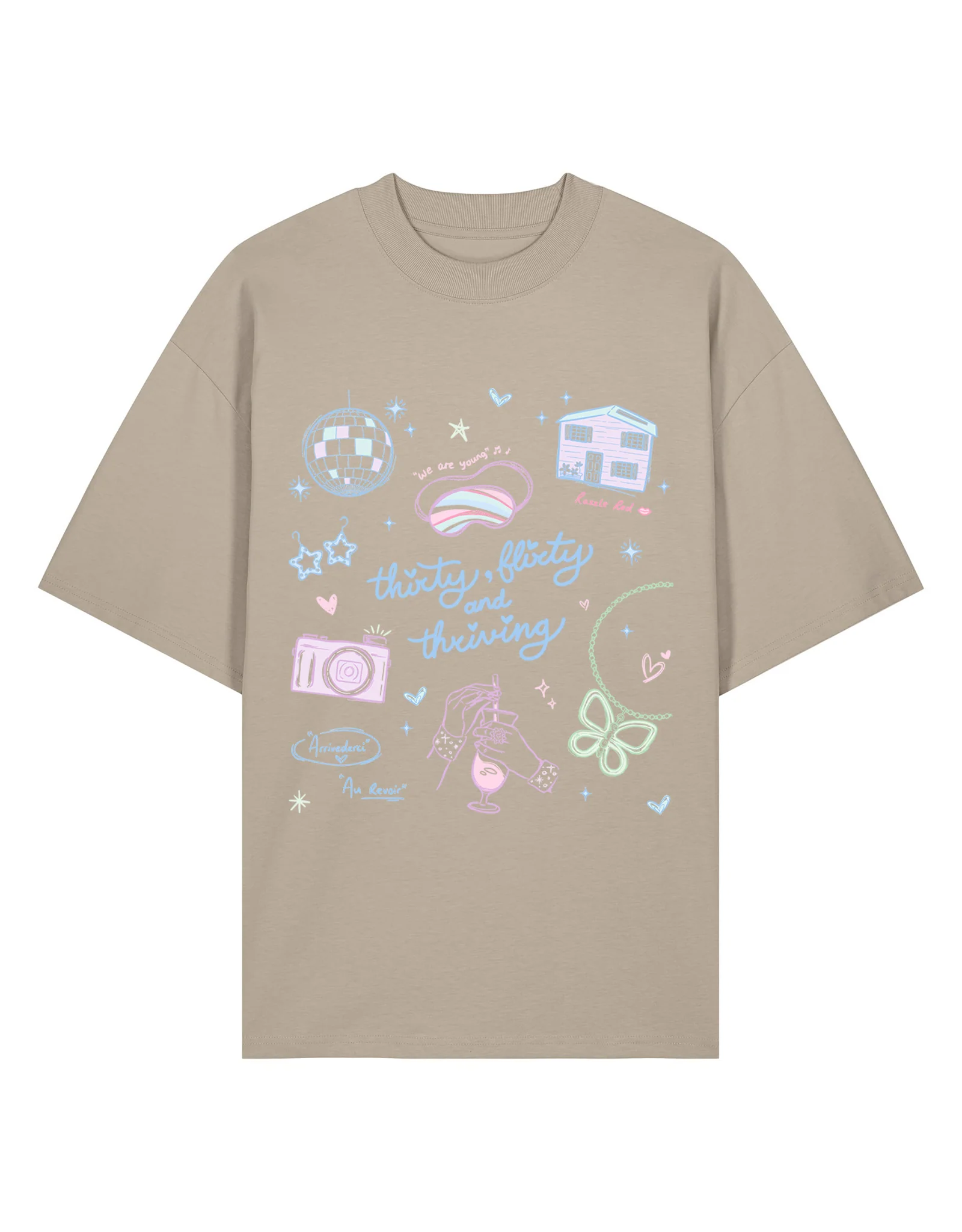 Thirty, Flirty & Thriving Printed Oversized Organic Cotton Tee - Image 6