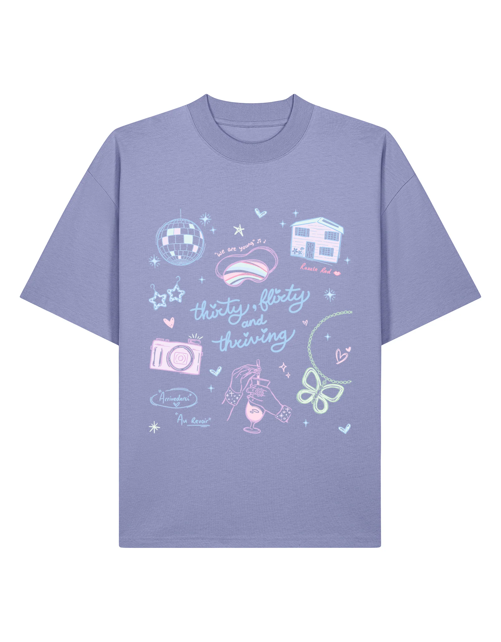 Thirty, Flirty & Thriving Printed Oversized Organic Cotton Tee - Image 7